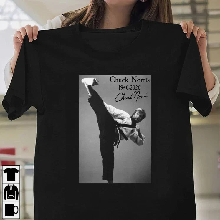 CHUCK NORRIS - Signed reprint 2D Tee S-5XL Unisex Unisex
