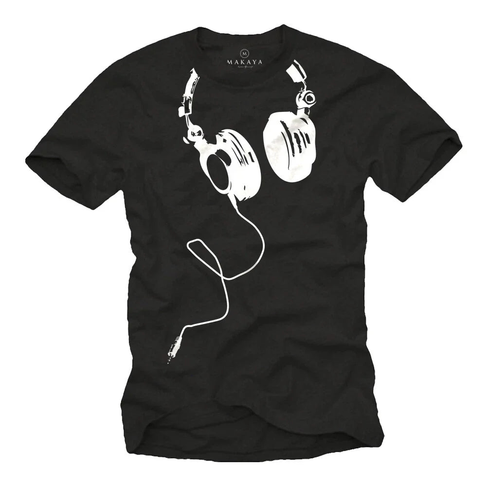 Electro House Music Mens with Headphones - Mens Techno Party DJ Shirt Unisex