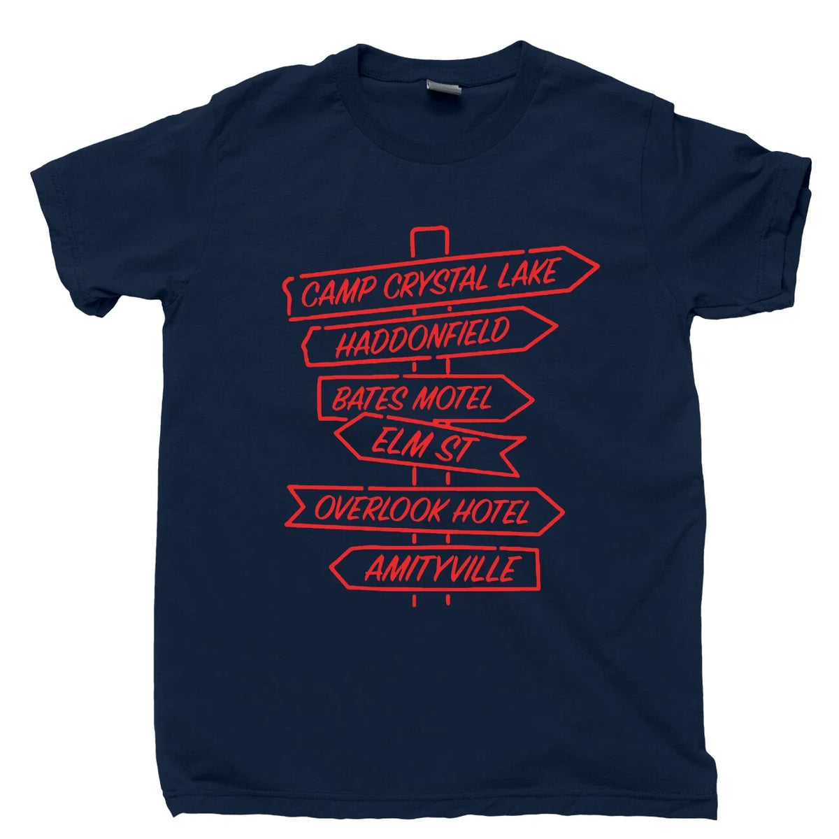 Horror T Shirt Crystal Lake Freddy Elm Street Shining Amityville DVD Blu Ray Tee Unisex