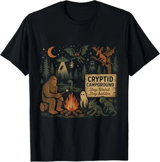 Cryptid Campground Bigfoot Mothman Aliens Loch Ness Monster Unisex