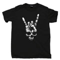 Skull Hand Sign Of The Horns T Shirt Heavy Metal Rock N Roll Band Tattoo Tee Unisex