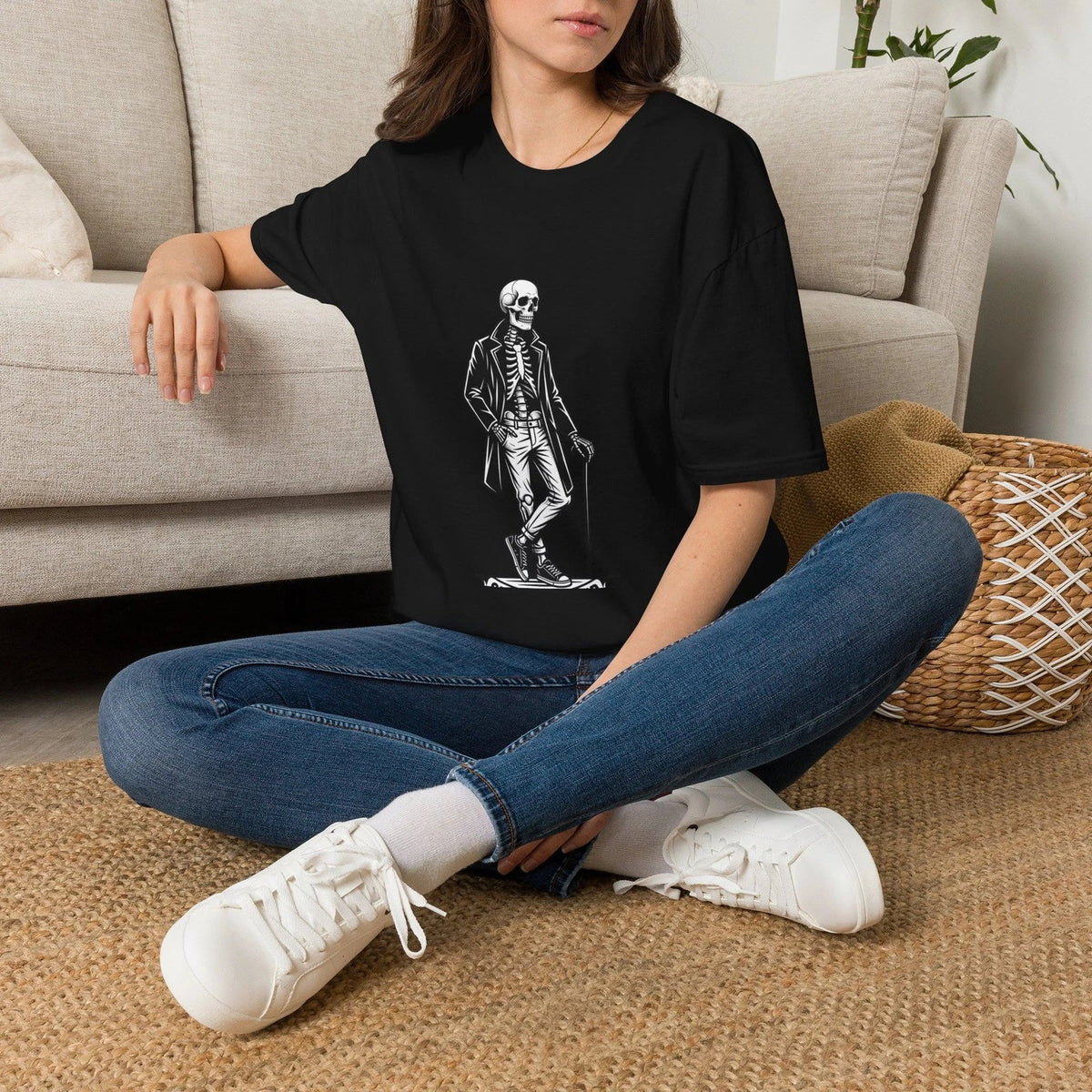 Dapper Skeleton Illustration | Vintage Skull Art Unisex