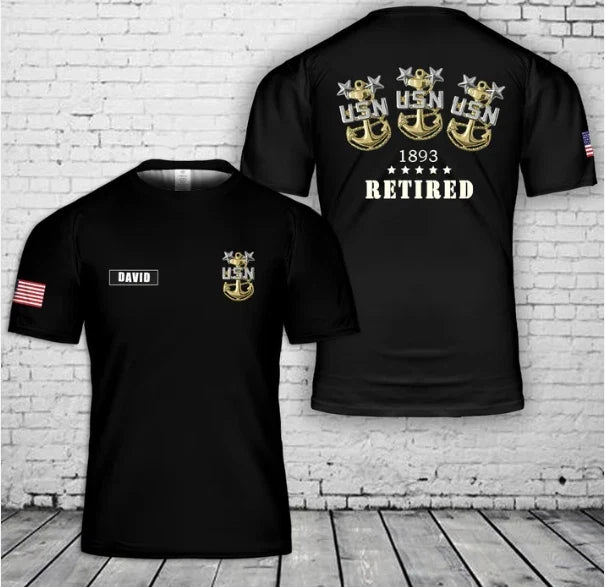 Custom name US Navy Master Chief Retired 1893 3D Unisex