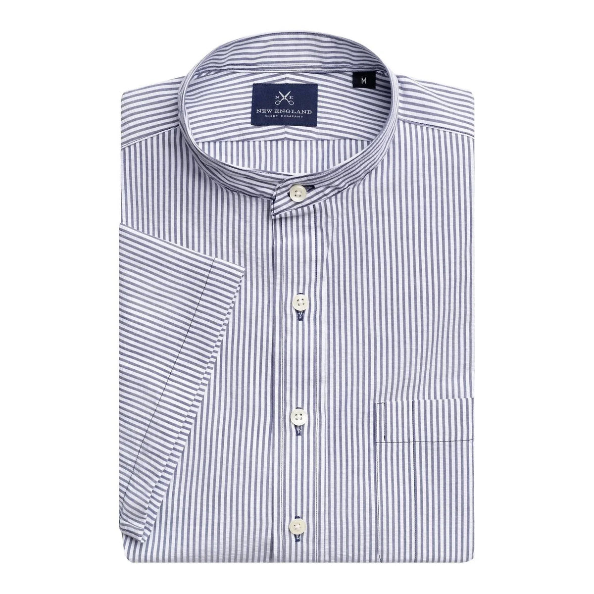 New England Shirt Company Men's Seersucker Banded Collar Popover Shirt Size XL Unisex