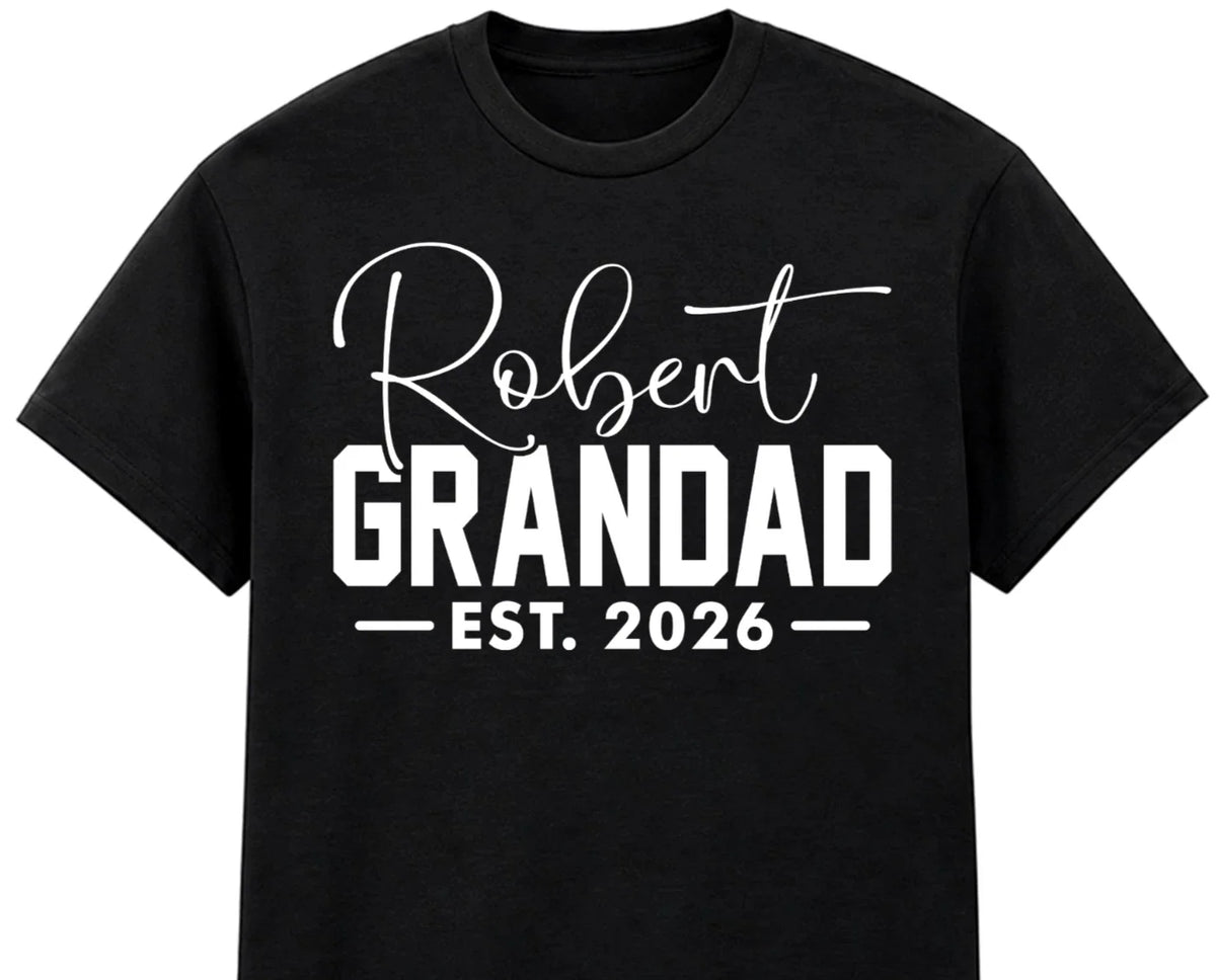 Personalised Grandad T Shirt Custom Name Est Year Gift for Grandpa Dad Xmas Tee Unisex
