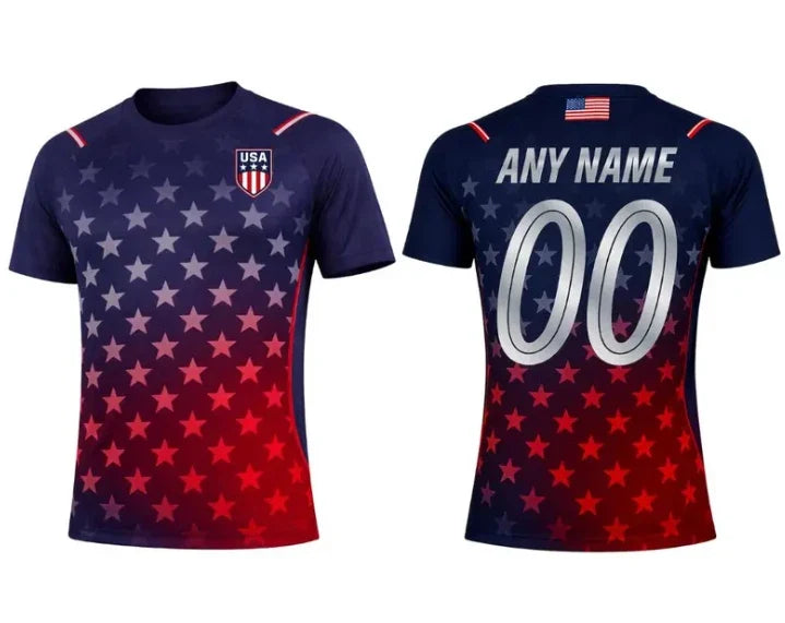 USA Soccer Jersey Set Custom Name Number Kids & Adults, American Flag Football Unisex