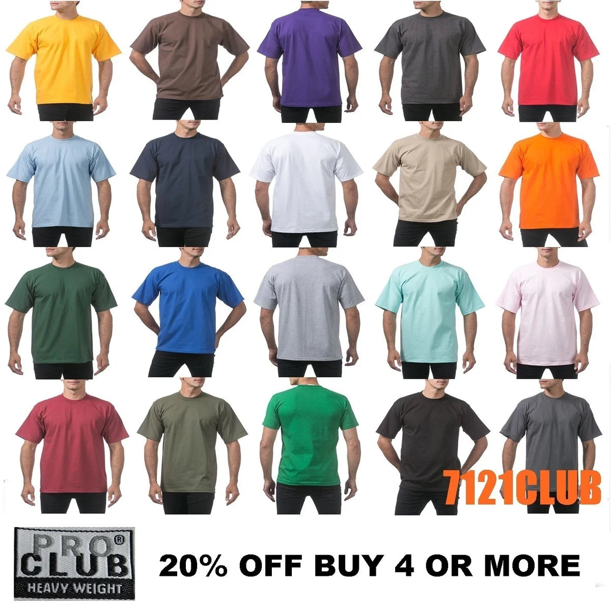 PRO CLUB HEAVYWEIGHT T SHIRTS PROCLUB MENS PLAIN SHORT SLEEVE BIG AND TALL M-7XL Unisex