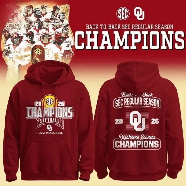 Sooners 2026 SEC Regular Season Softball Champions Red Unisex