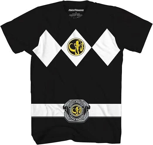 Mighty Morphin Power Rangers Red Blue Pink Green Black Halloween Costume Tee Unisex