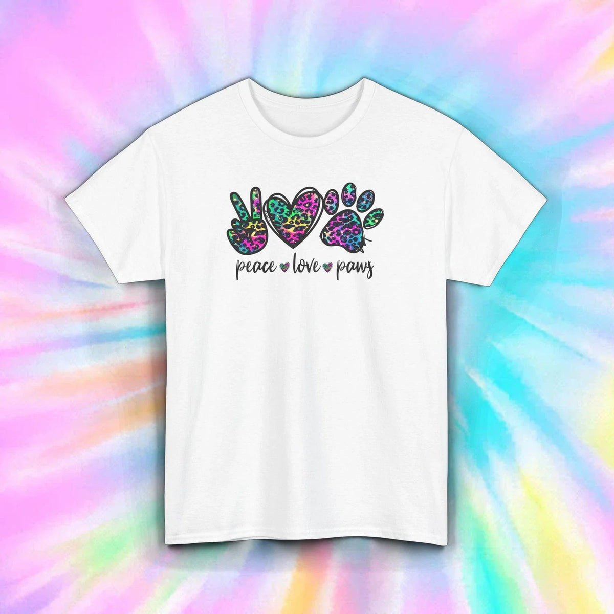Peace Love Paws Shirt Animal Lover Cute Pet Rescue Dog Cat Tee S-5XL Unisex