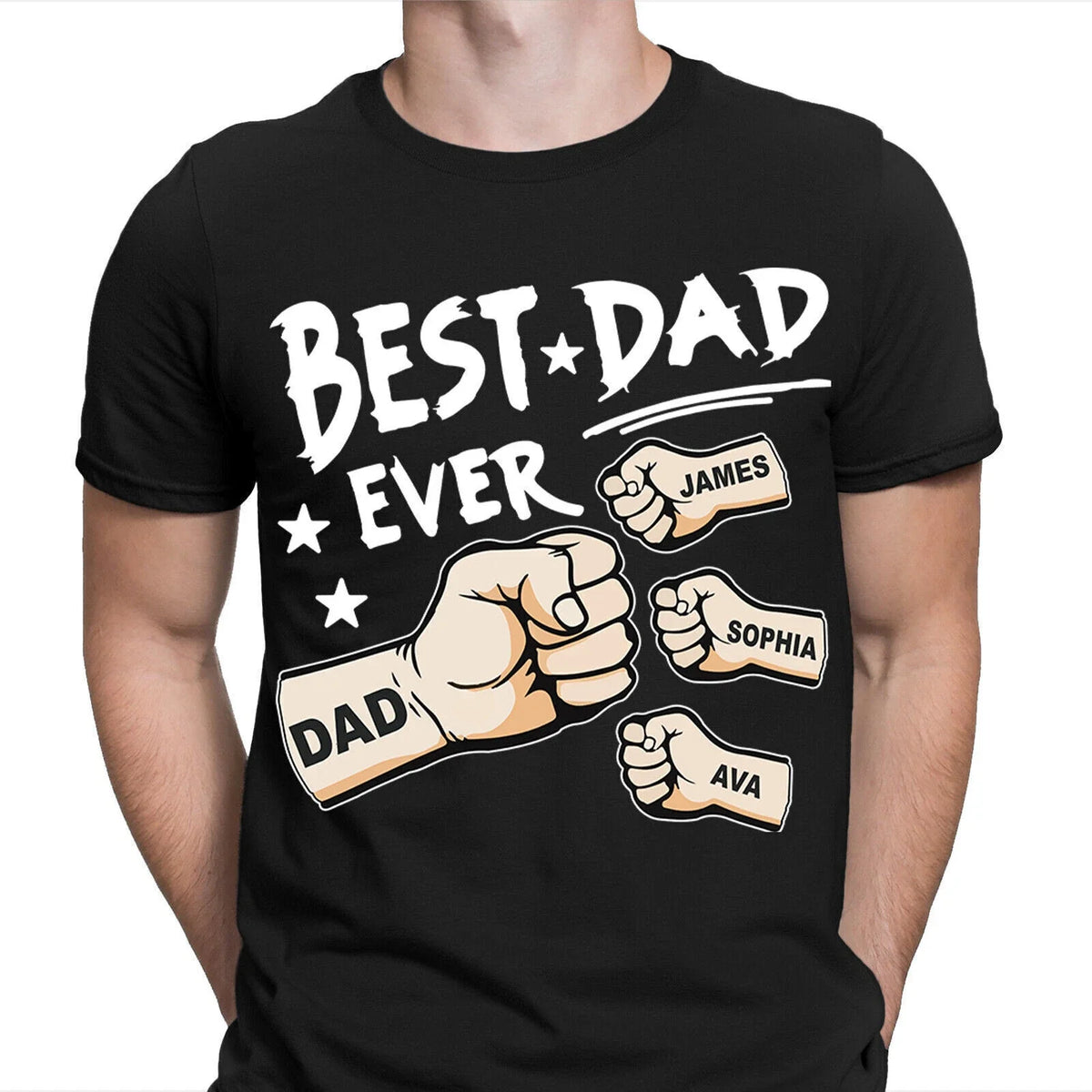 Best Dad Ever Personalised Fathers Day T Shirt Birthday Novelty Gift Tee Top #FD Unisex