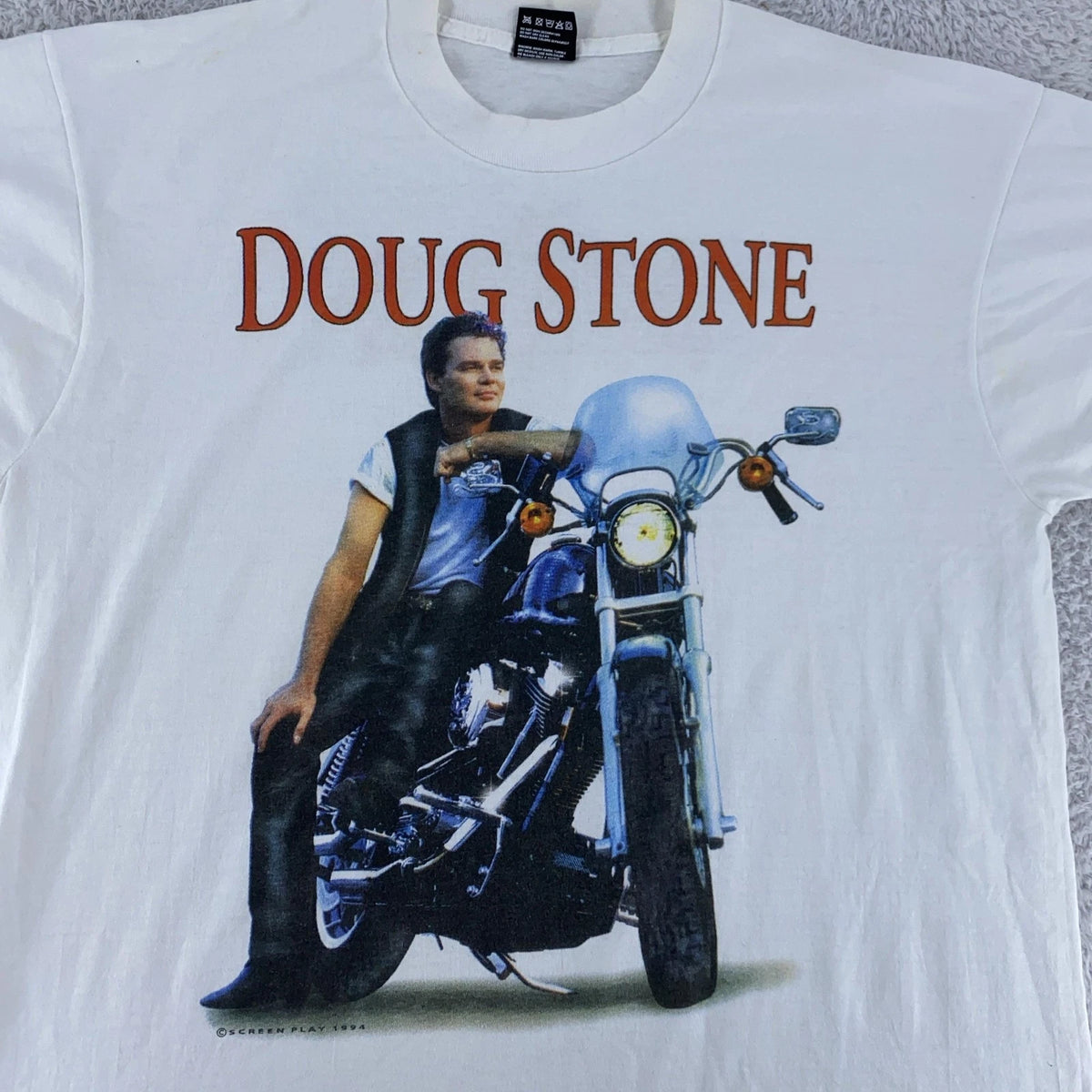 Vintage 1994 Doug Stone Concert T-Shirt L/XL Country Music Tour Motorcycle 90s