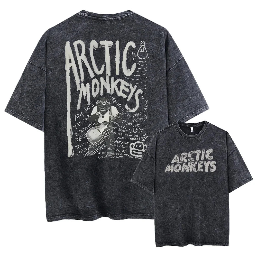 Retro Rock Music Graphic Men’s Oversized Vintage Washed Tee Streetwear Unisex