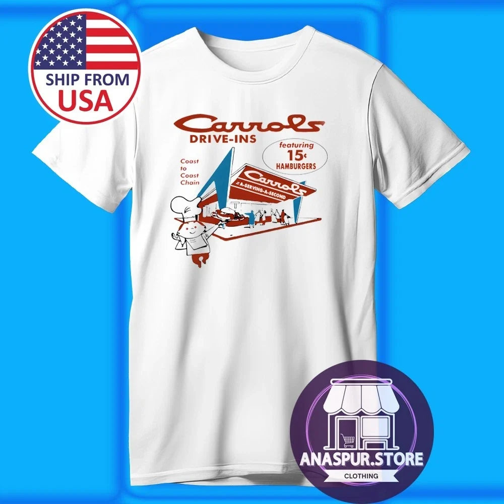 Carrolls Hamburgers Drive In Restaurant Men's White Size S-5XL Unisex