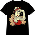 Pin Up Girl T Shirt Retro Rockabilly Tattoo Graphic Tee Vintage Casual Top Unisex