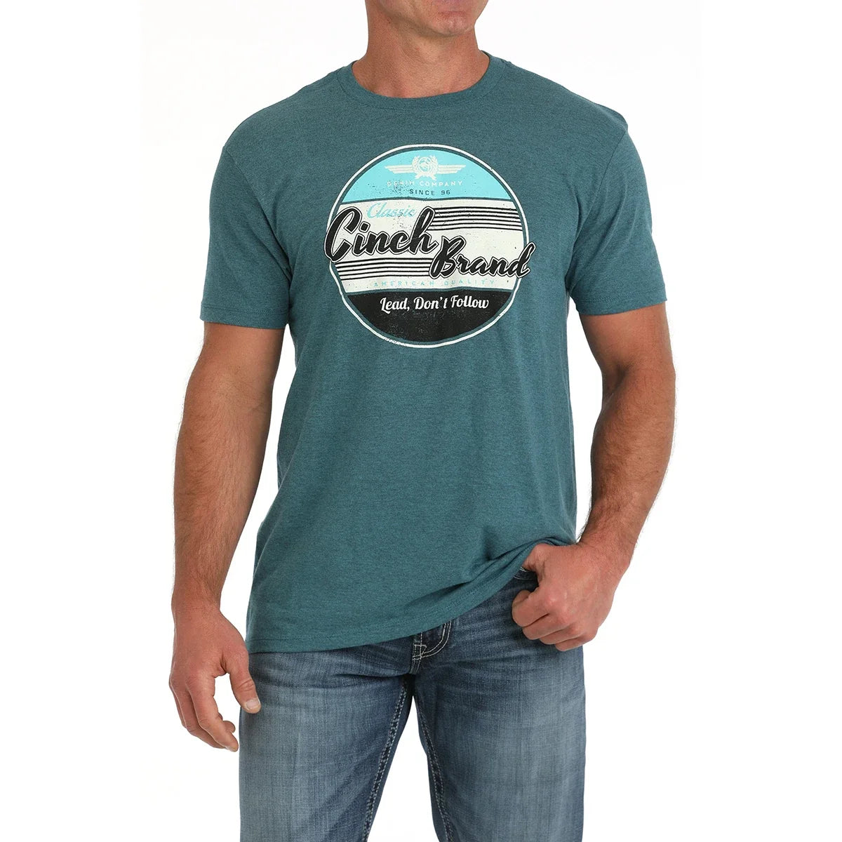 Cinch Men's Blue Heather Circle Logo Graphic MTT1690668 Unisex