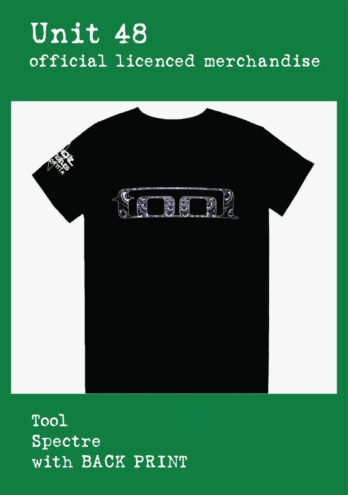Tool - Spectre- Black with BACK PRINT Official Licenced Merchandise Unisex