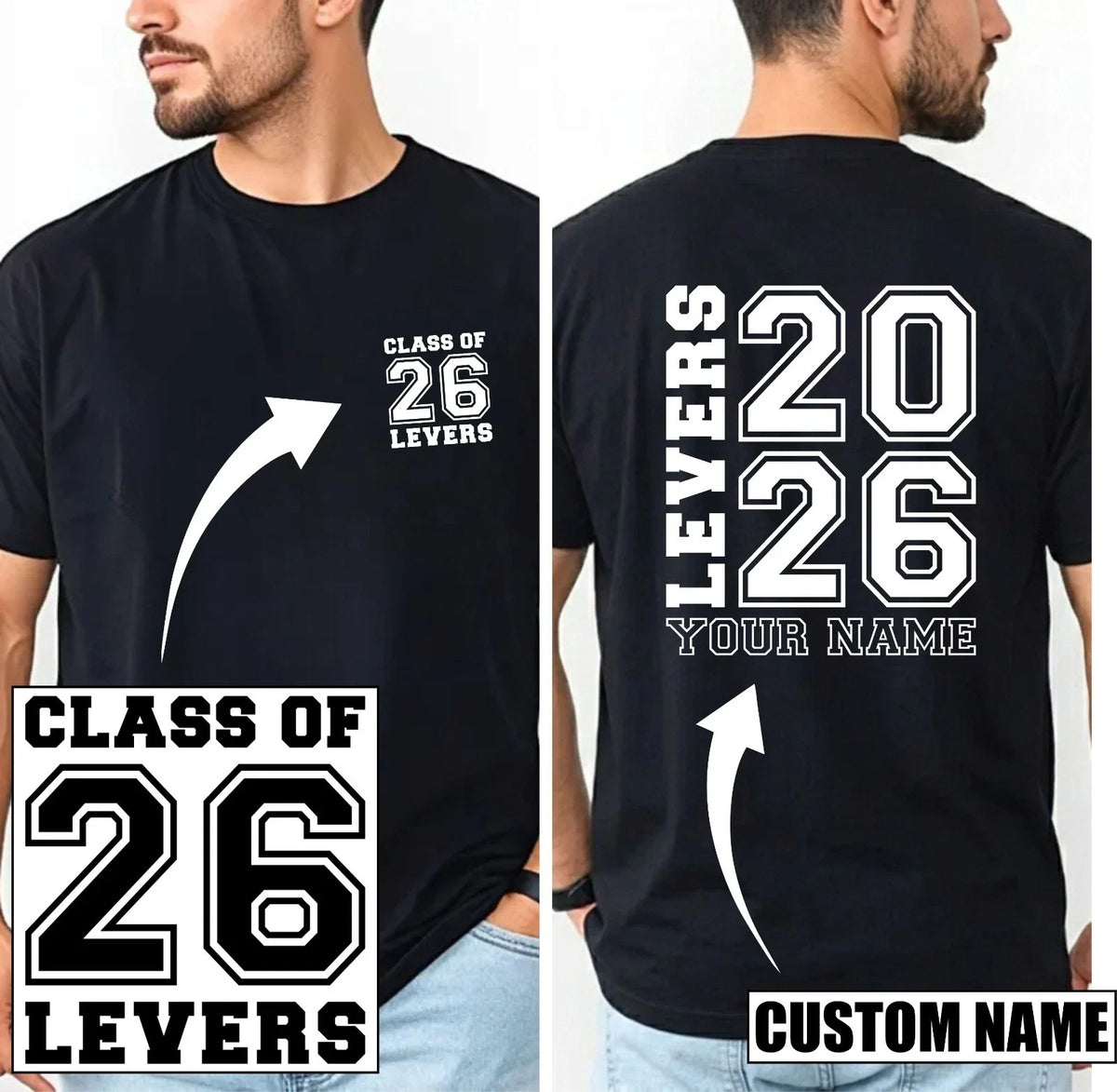 Personalised Class of 2026 Leavers Custom Name School Leavers Gift Top Unisex