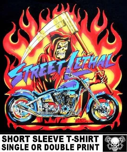 STREET LETHAL GRIM REAPER DEATH CHOPPER MOTORCYCLE OUTLAW BIKER SKULL T9 Unisex