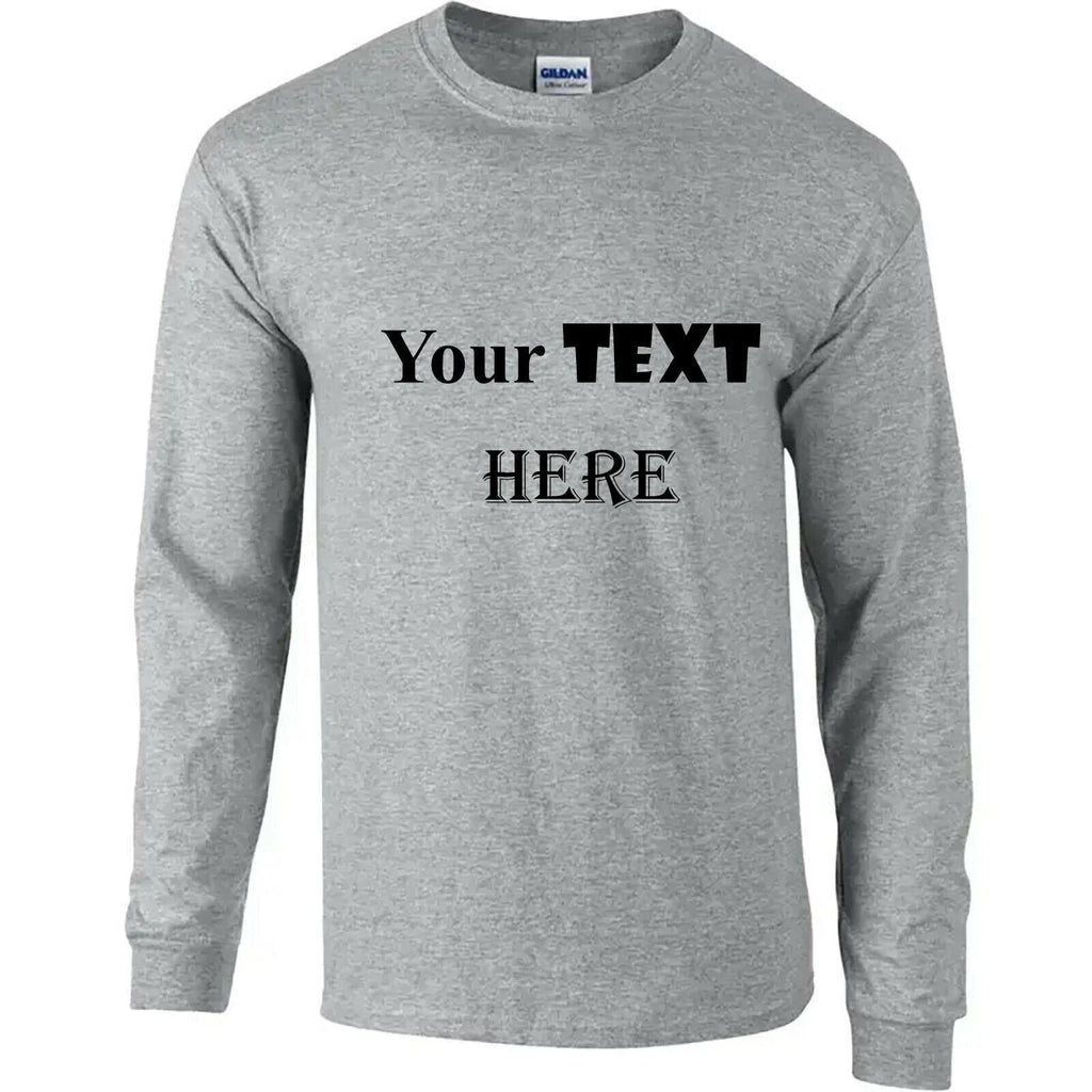 Personalised Customised Mens Custom Printed Long Sleeve Text Printing Unisex