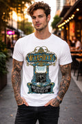 Men's White Woodstock 1969 Festival Graphic Retro Music Concert Tee Top Unisex