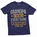 Men's Grandpa Knows Everything Funny Tee Shirt Father's day Birthday Gift Papa