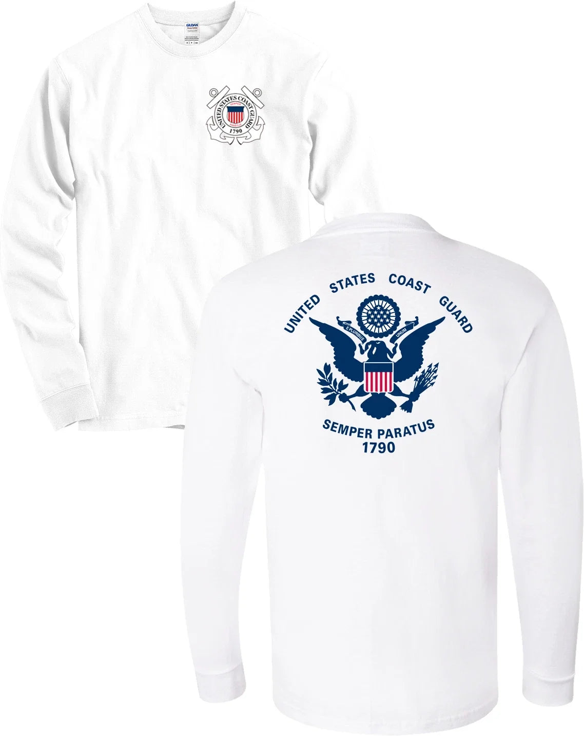 US Coast Guard Flag USCG Seal Long Sleeve Front & Back Shirt - NEW Unisex