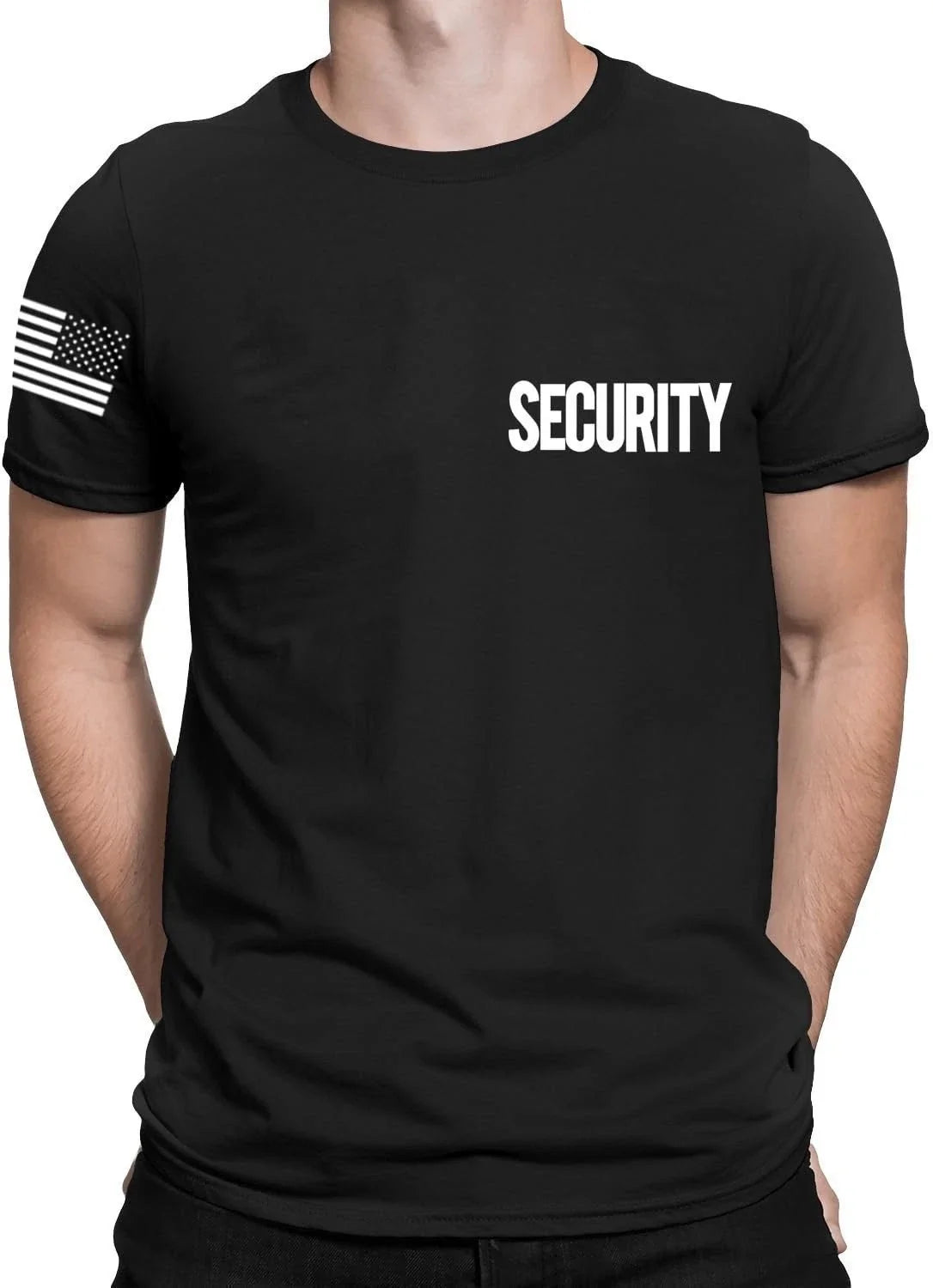 Men's Security Black Front Back Print Uniform Guard Staff Event Tee Unisex