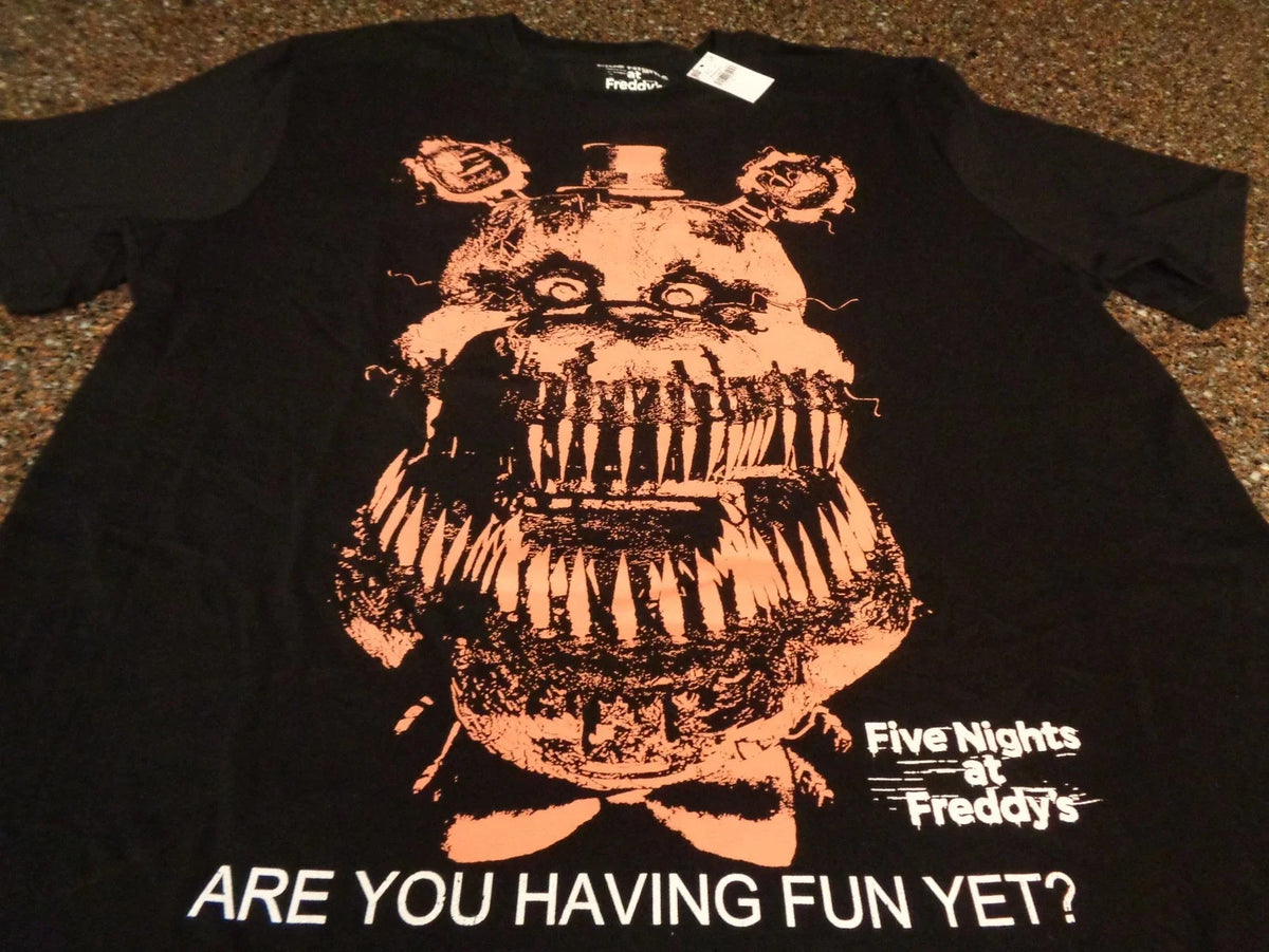 Five Nights at Freddy's Fazbear Large Black Are You Having Fun Yet? NWT Unisex