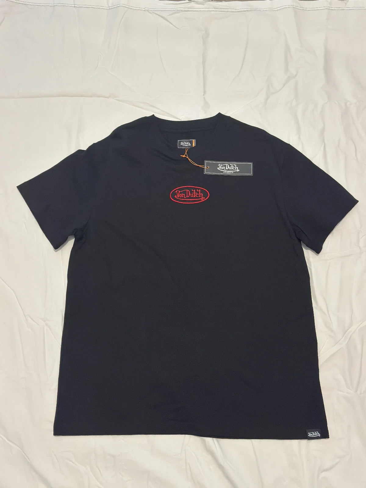 Von Dutch Oval Tee - Black/Red Logo Unisex