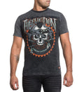 Affliction Men Shirt S/S Crew Neck Cherokee Skull American Customs Black Wash Unisex