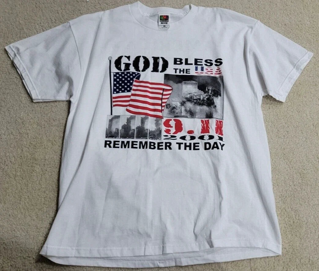 Vintage Y2K 911 2001 Remember the Day America United XL USA Patriot T Shirt Unisex