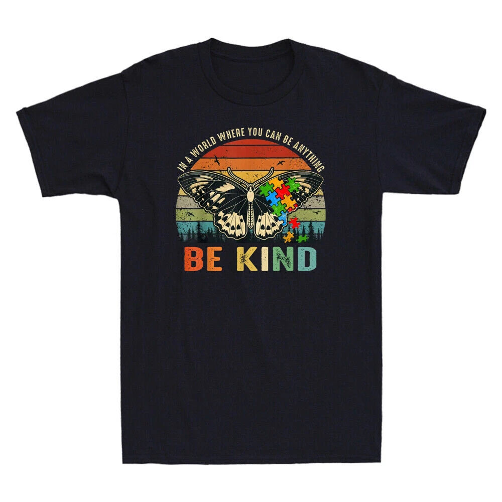 In A World Where You Can Be Anything Be Kind Kindness Autism Retro Men's T-Shirt