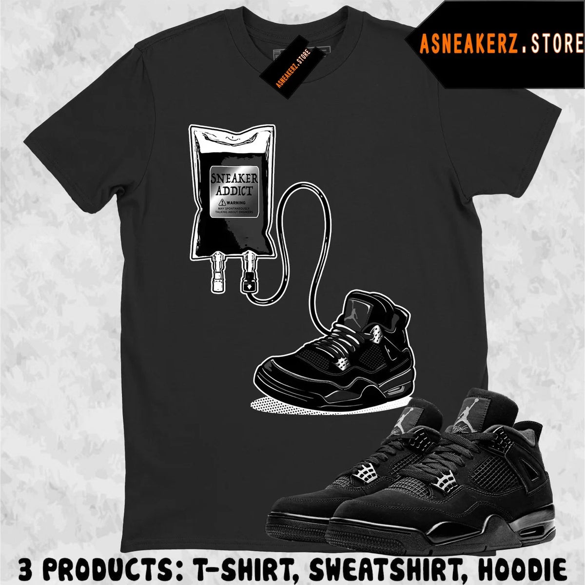 Tee Shirt Matching AJ 4 Black Cat 2025 Match Sneaker Sneakerhead Therapy T-Shirt