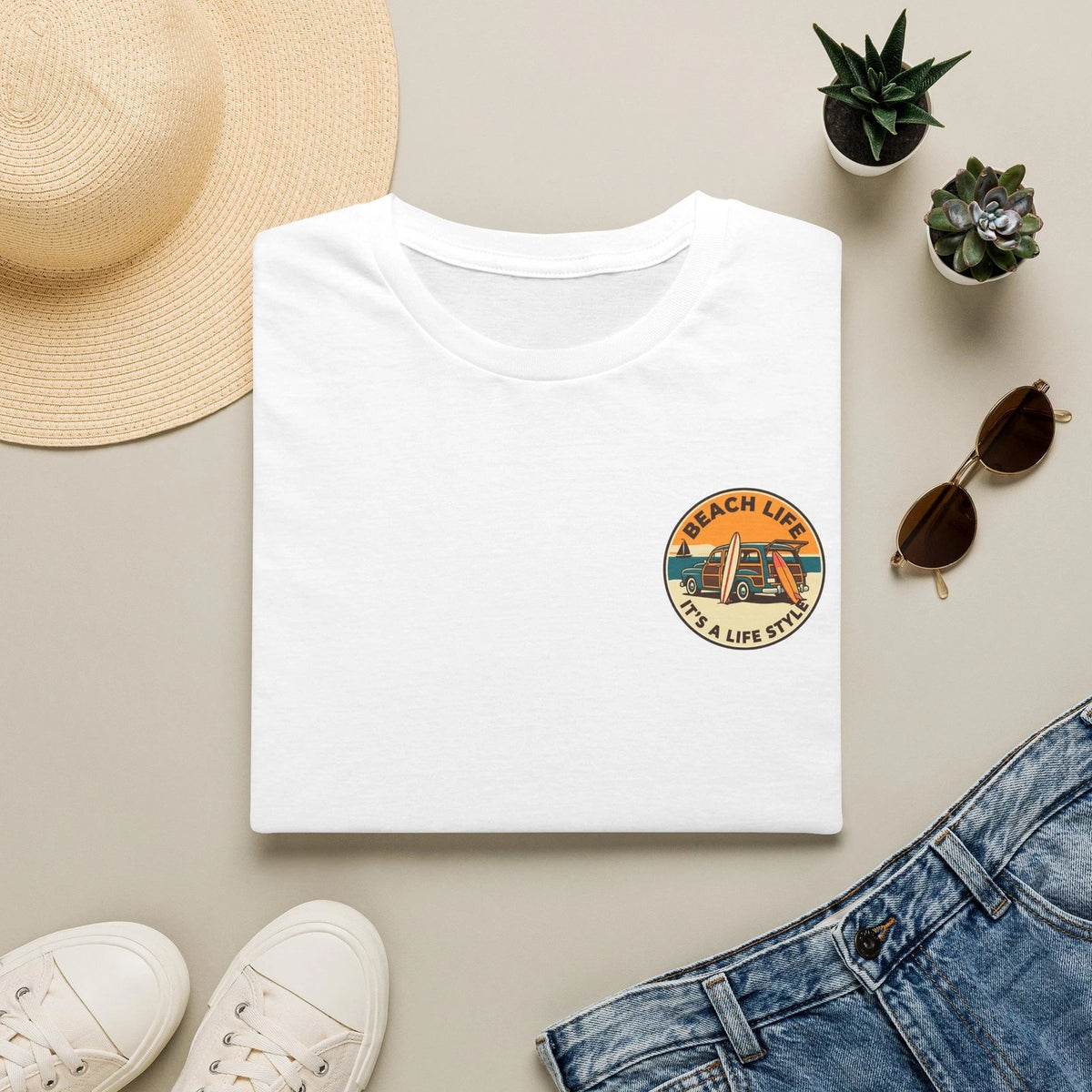 Beach Life van camper T-Shirt | Retro Surf Camper Badge