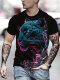 T Shirts 3D Print Blue Leopard Graphic Fashion Novelty Men Casual Streetwear Tee Unisex