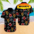 Rock Band Megadeth Skull Flowers Hawaiian Shirt Aloha Summer Beach Party Holiday Unisex
