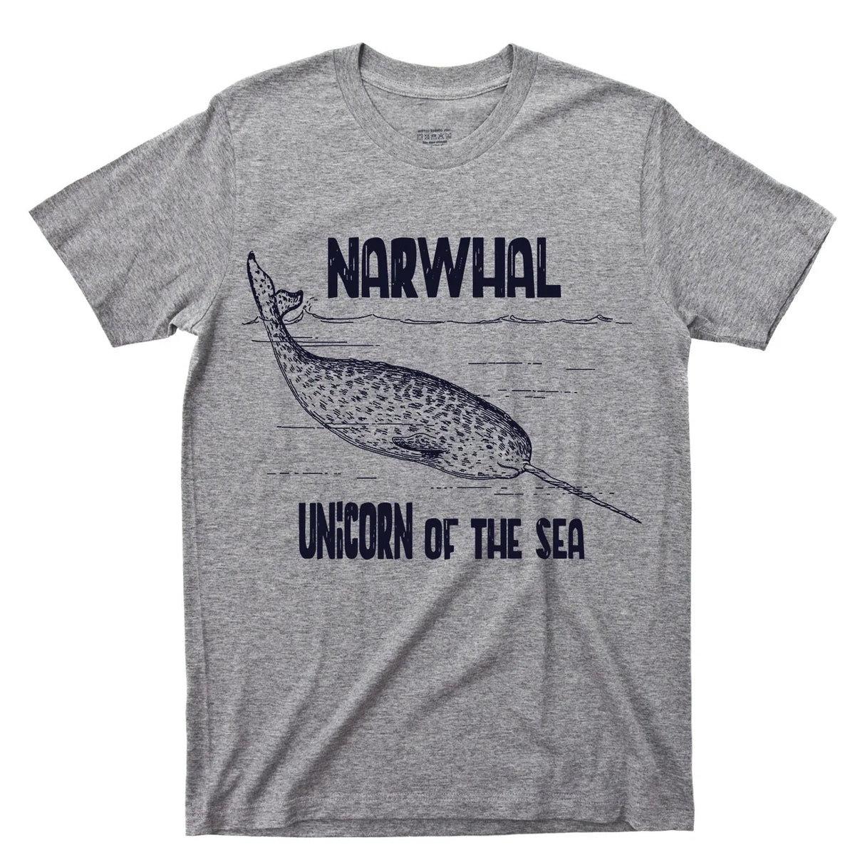 Narwhal Unicorn Of Sea T Shirt Deep Blue Ocean Waves Nautical Marine Mammals Tee Unisex