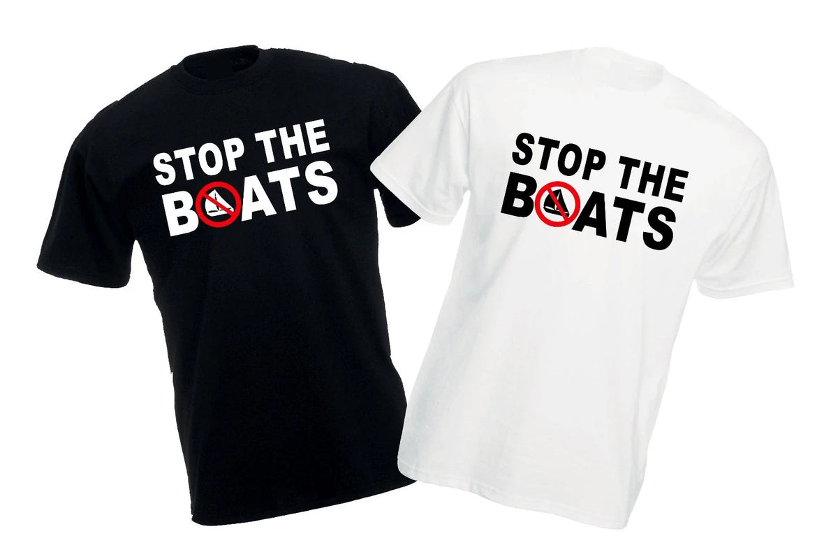 STOP THE BOATS Funny Political Anti-Illegal Immigration Statement Tee Unisex