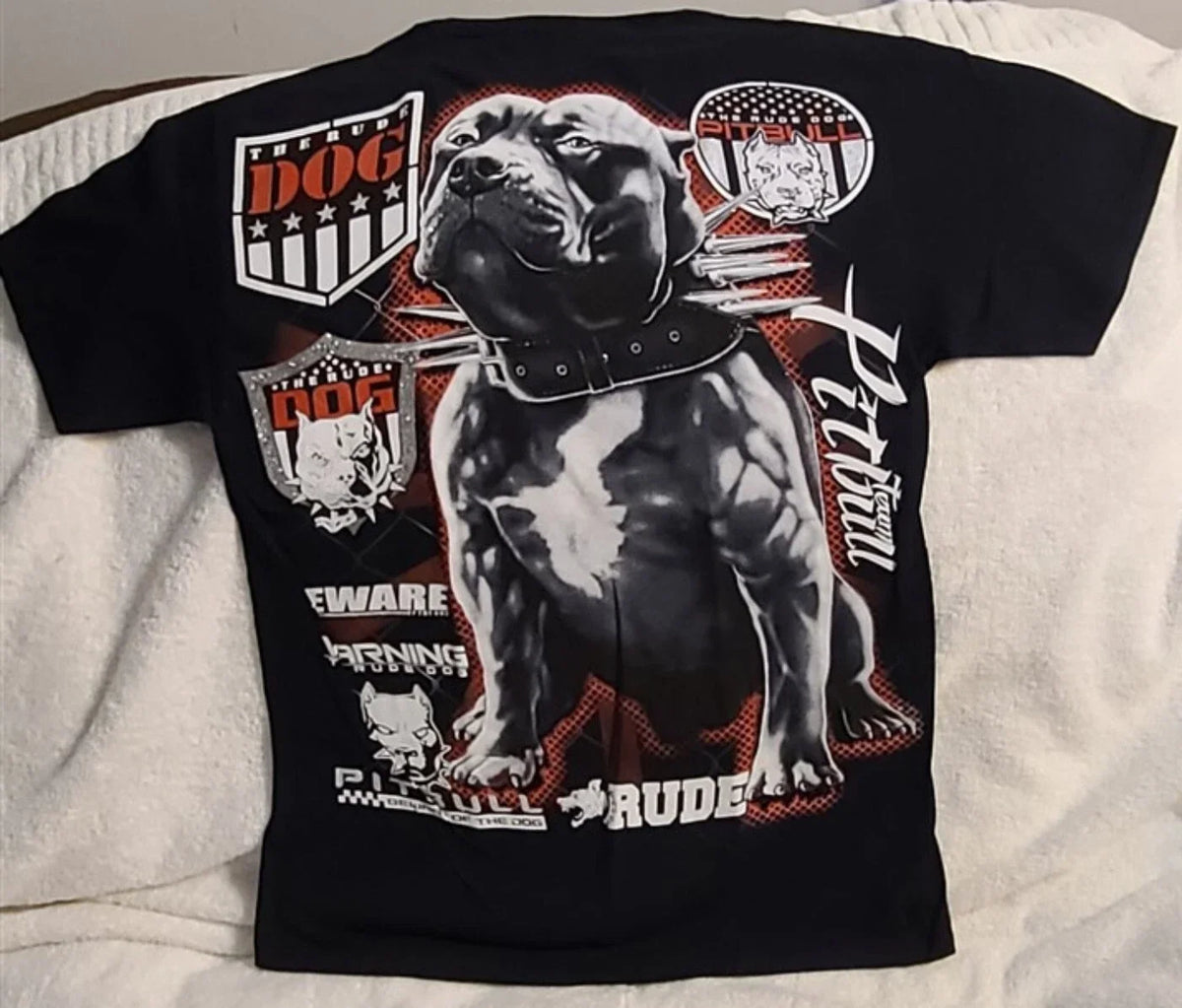 PITBULL TERRIER SPIKED COLLAR THE RUDE DOG BEWARE WARNING TEAM Unisex