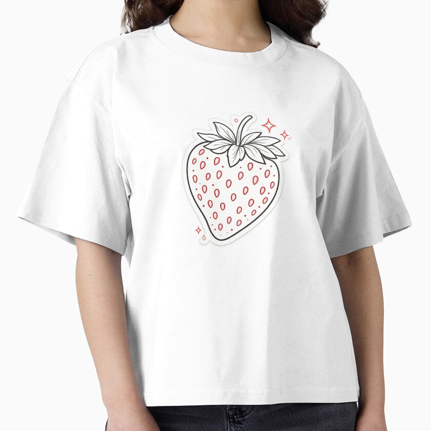 Minimalist Strawberry Line Art Sparkle – Clean Simple Fruit Drawing | Strawberry Aesthetic Gift by irfanshikh