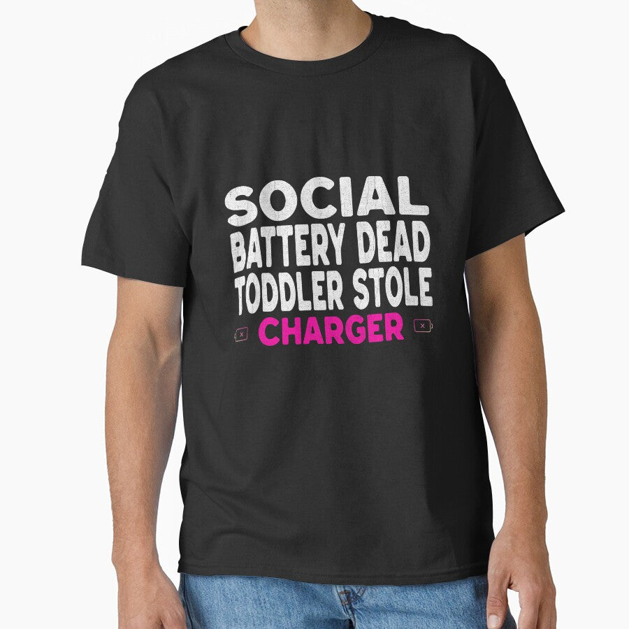 Social Battery Dead Toddler Stole Charger Shirt - Funny Introvert Mom Gift by Tired Mom Club Co