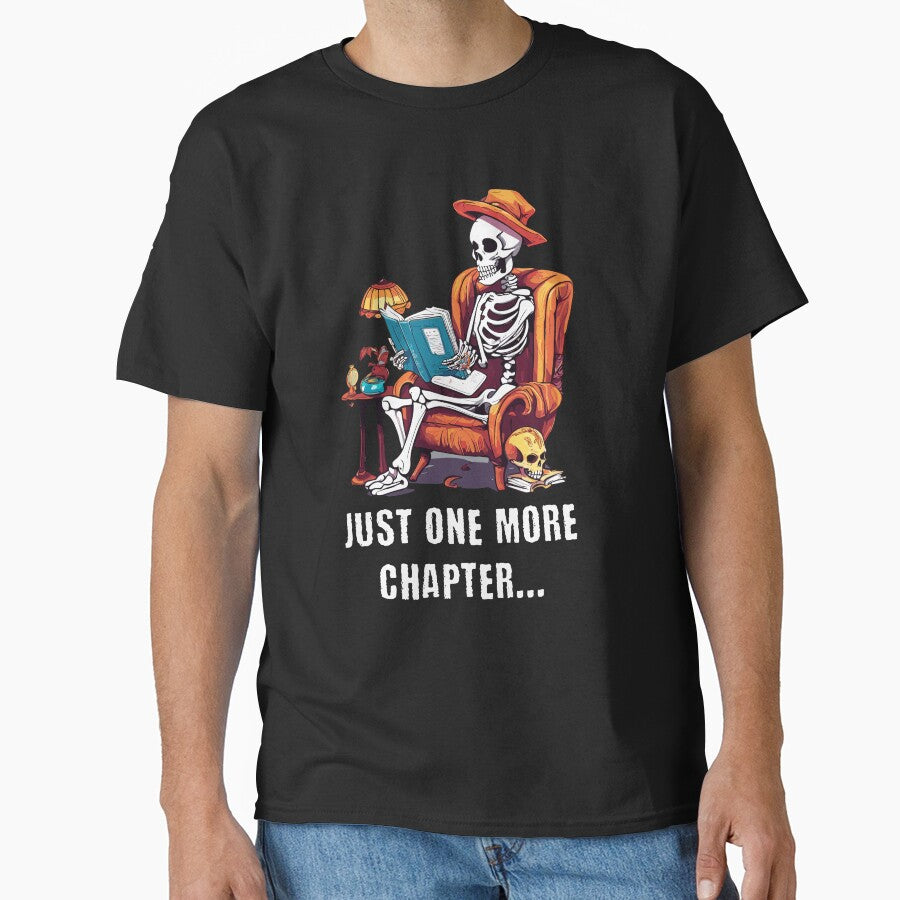 Just one more chapter skeleton reading Halloween by Hugo Bloke