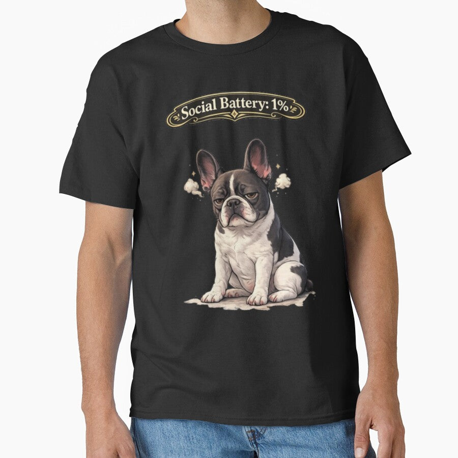 Social Battery 1% French Bulldog – Introvert Funny Dog Meme Sticker by Frenchie Fever