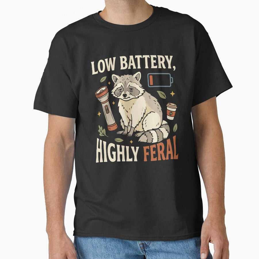 Low Battery, Highly Feral – Funny Raccoon Vintage Humor by pbxxxdesigns