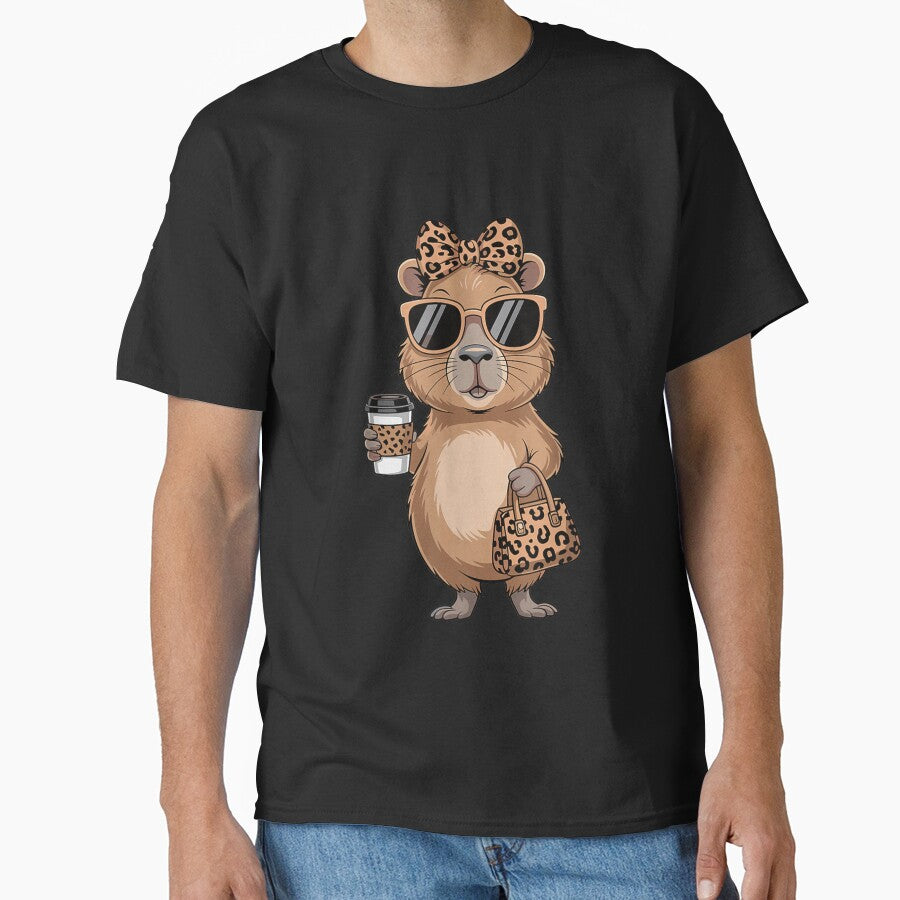 Fashion Funny Leopard Capybara Coffee Cute Women Girls Art for Men Women Kids , Capybara Gift Lover by DZIRI NAJAT