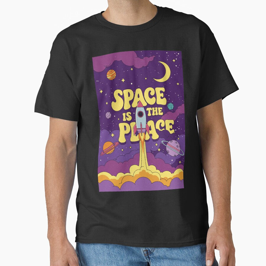 Space Is The Place Retro Rocketship Galaxy Art by -DEEWOLF-