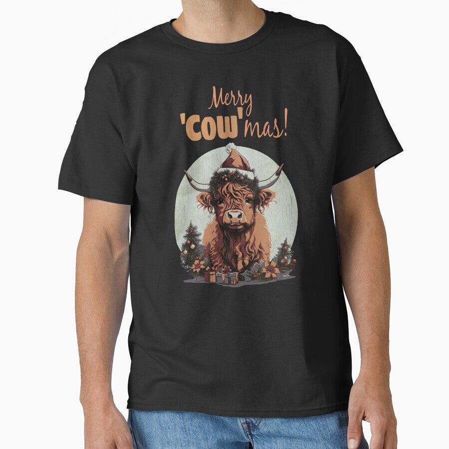 Highland Cow Christmas, Merry Christmas , Scottish, Cow Xmas Farmer, Christmas sweater with cute Highland Cow by Collagedream