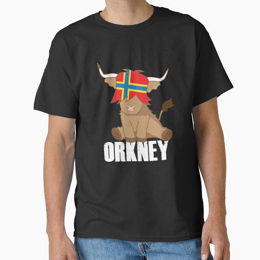 Isle of Orkney flag gift scottish highland cow cute hairy cow by Ayelandco