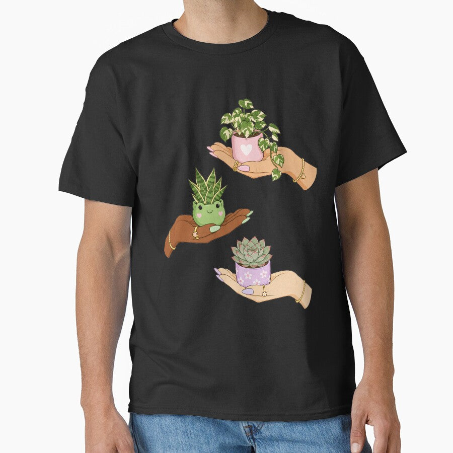 Hands Holding Succulents and Pothos Cute Illustration by DjFreeq
